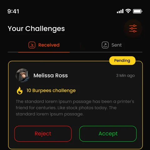Challenge received & sent system