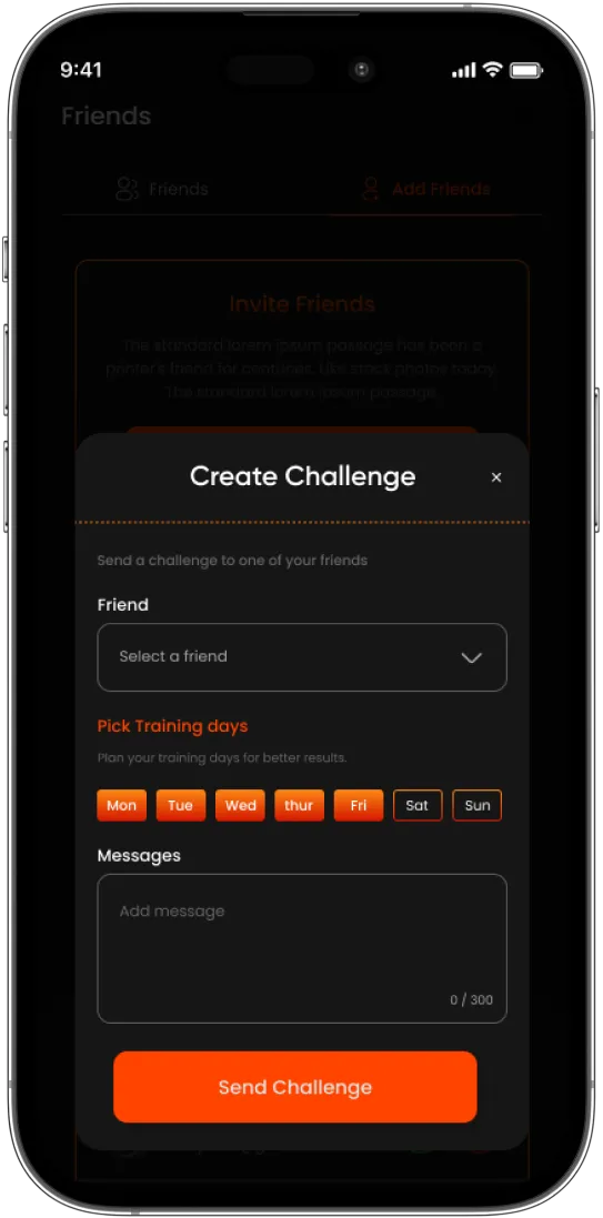 Burpout fitness app create challenge screen