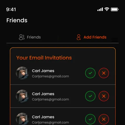 Friend invitations via email