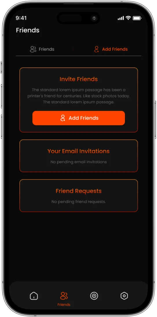Burpout fitness app invite friends screen