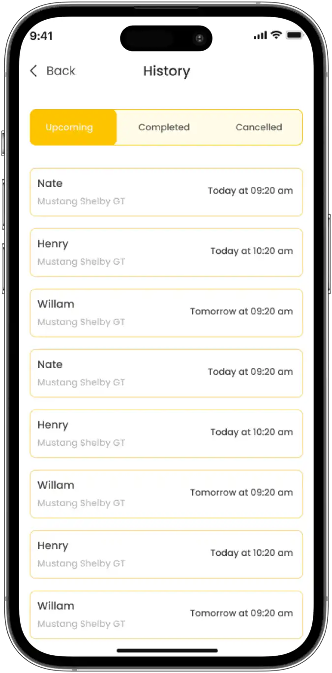Order History of Bookings