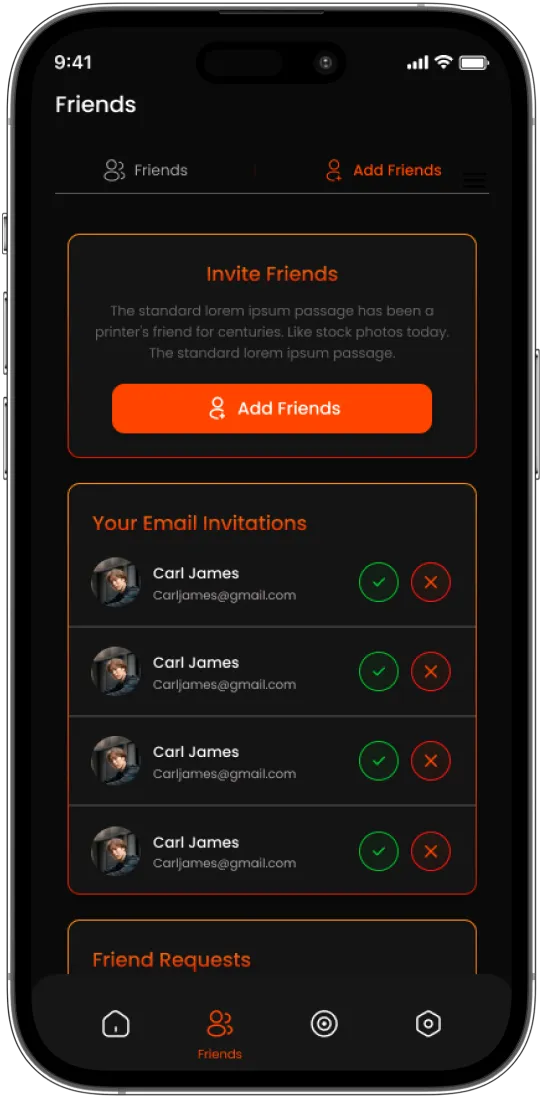 Burpout fitness app email invitation screen
